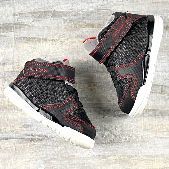 Air Jordan Baby Sneakers High Top Black Red Baby Jordan Basketball Shoe 3c - Picture 9 of 16